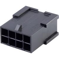 Molex 430200801 Micro-Fit 3.0 Plug Housing, Dual Row, 8 Circuits, UL 94V-0, Low-Halogen, Black