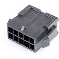 Molex 430201000 Micro-Fit 3.0 Plug Housing, Dual Row, 10 Circuits, UL 94V-0, Panel Mount Ears, Low-H