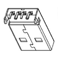 Molex 480370001 Universal Serial Bus (USB) Shielded I/O Plug, Type A, Right-Angle, Through Hole, 0.7