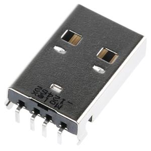 Molex 480370001 Universal Serial Bus (USB) Shielded I/O Plug, Type A, Right-Angle, Through Hole, 0.76µm Gold (Au) Plating