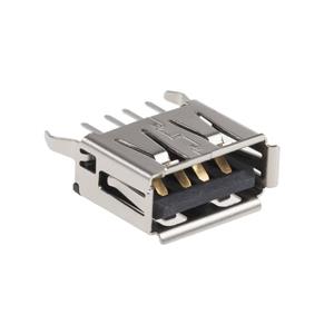 Molex 1050570001 Universal Serial Bus (USB) Shielded I/O Type A Receptacle, Vertical, 0.76µm Gold (Au) Plating, 2.80mm Tai