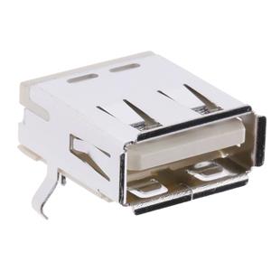 Molex 676433910 Universal Serial Bus (USB) Shielded I/O Receptacle, Right-Angle, Type A, High-Temperature White Nylon, Go