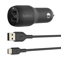 Belkin USB-A Kfz-Ladegerät, 24W 1m USB-C Kabel sw. CCE001bt1MBK