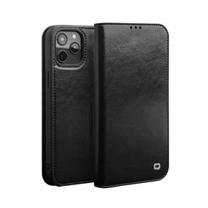 Qialino echt lederen luxe wallet hoes - iPhone 12 Pro Max - Zwart