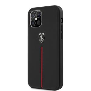 Ferrari Scuderia - Lederen backcover hoes - iPhone 12 / iPhone 12 Pro - Zwart + Lunso Tempered Glass