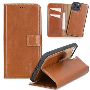 NorthLife Uitneembare 2-in-1 (RFID) bookcase hoes - iPhone 12 Pro Max - Burcht Trecht Cognac