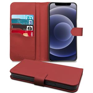 Hoyde Høyde - Vegan lederen bookcase hoes - 100% Biologisch Afbreekbaar - iPhone 12 Pro Max - Rood