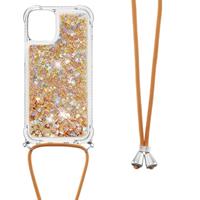 Lunso Backcover hoes met koord - iPhone 13 Mini - Glitter Goud