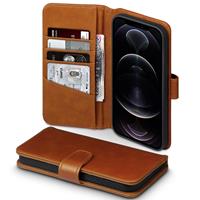 Qubits luxe echt lederen wallet hoes - iPhone 12 Pro Max - Cognac