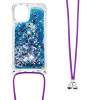 Backcover hoes met koord - iPhone 13 Mini - Glitter Blauw