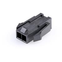 Molex 436400200 Micro-Fit 3.0 Plug Housing, Single Row, 2 Circuits, UL 94V-0, Panel Mount Ears, Low-Halogen, Black