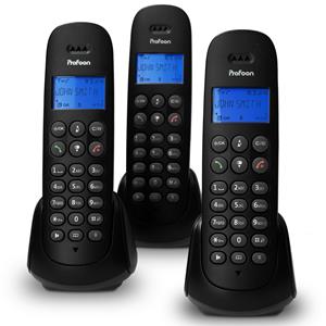 Profoon DECT-Telefon PDX-300 TRIPLE Dreier-Set Schwarz 
