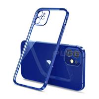 PUGB iPhone 12 Pro Max Hoesje Luxe Frame Bumper - Case Cover Silicone TPU Anti-Shock Blauw