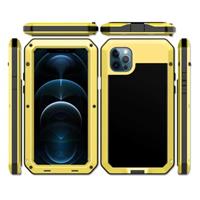 R-JUST iPhone XR 360° Full Body Case Tank Hoesje + Screenprotector - Shockproof Cover Metaal Goud
