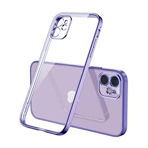 PUGB iPhone 12 Hoesje Luxe Frame Bumper - Case Cover Silicone TPU Anti-Shock Paars