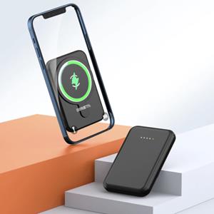 Tollcuudda 10.000mAh Mini Magnetische Qi Powerbank voor Mobiele Telefoons - PD Poort Draadloos Noodaccu Batterij Accu Zwart