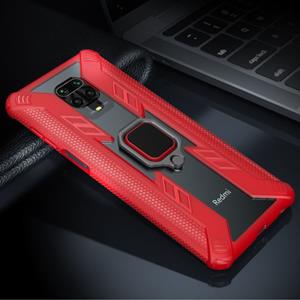 Keysion Xiaomi Redmi Note 7 Pro Hoesje - Magnetisch Shockproof Case Cover Cas TPU Rood + Kickstand