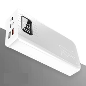 ASOMETECH 30X Powerbank met 2 Uitvoer/3 Invoer Poorten 30.000mAh - Ingebouwde Zaklamp - Externe Noodaccu Batterij Oplader Charger Wit