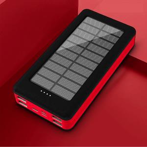 Stuff Certified Solar Powerbank met 4 Uitvoer/3 Invoer Poorten 80.000mAh - Ingebouwde Zaklamp - Externe Noodaccu Batterij Oplader Charger Zon Rood