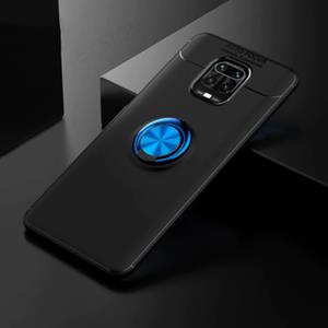 Keysion Xiaomi Redmi Note 7 Hoesje met Metalen Ring - Auto Focus Shockproof Case Cover Cas TPU Zwart-Blauw + Kickstand