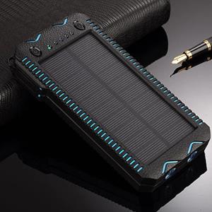 Stuff Certified Solar Powerbank met 2 Poorten 80.000mAh - Ingebouwde Zaklamp en Aansteker - Externe Noodaccu Batterij Oplader Charger Zon Blauw