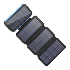 LEIK 26800mAh Draagbare Solar Powerbank 4 Zonnepanelen - Flexibele Zonne-energie Batterij Oplader 7.5W Zon Blauw