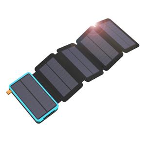 LEIK 26800mAh Draagbare Solar Powerbank 5 Zonnepanelen - Flexibele Zonne-energie Batterij Oplader 7.5W Zon Blauw