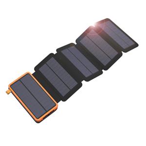 LEIK 26800mAh Draagbare Solar Powerbank 5 Zonnepanelen - Flexibele Zonne-energie Batterij Oplader 7.5W Zon Oranje