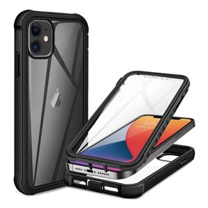 Stuff Certified iPhone 12 360° Full Body Hoesje Bumper Case + Screenprotector - Shockproof Cover Zwart