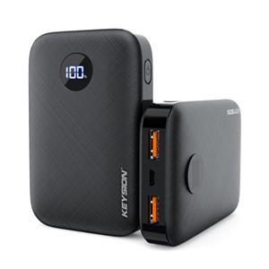 Keysion Powerbank met PD Poort 10.000mAh Triple 3x USB Poort - LED Display Externe Noodaccu Batterij Oplader Charger Zwart