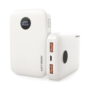 Keysion Powerbank met PD Poort 10.000mAh Triple 3x USB Poort - LED Display Externe Noodaccu Batterij Oplader Charger Wit