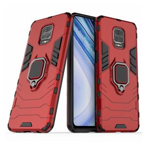 Keysion Xiaomi Redmi Note 8 Pro Hoesje - Magnetisch Shockproof Case Cover Cas TPU Rood + Kickstand