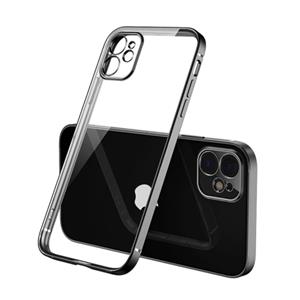 PUGB iPhone 12 Pro Max Hoesje Luxe Frame Bumper - Case Cover Silicone TPU Anti-Shock Zwart