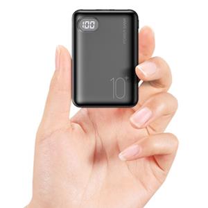 Stuff Certified 10.000mAh Mini Powerbank met 2 Poorten - Externe Noodaccu Batterij Oplader Charger Zwart