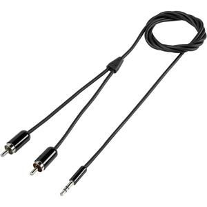 speakaprofessional SpeaKa Professional SP-7870480 Cinch / Jackplug Audio Aansluitkabel [2x Cinch-stekker - 1x Jackplug male 3.5 mm] 0.80 m Zwart SuperSoft-mantel