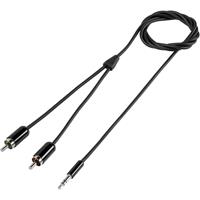 speakaprofessional SpeaKa Professional SP-7870484 Cinch / Jackplug Audio Aansluitkabel [2x Cinch-stekker - 1x Jackplug male 3.5 mm] 1.50 m Zwart SuperSoft-mantel