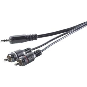 speakaprofessional SpeaKa Professional SP-7869916 Cinch / Jackplug Audio Aansluitkabel [2x Cinch-stekker - 1x Jackplug male 3.5 mm] 5.00 m Zwart