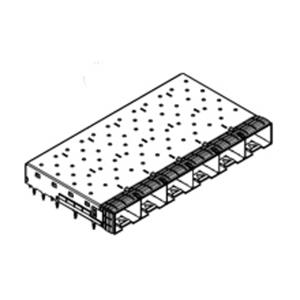 Molex 747540620 SFP+ Cage, 1-by-6 Ganged, Front EMI Spring Fingers, 3.05mm Press Fit Pins, Underbelly Spring Fingers, Bel