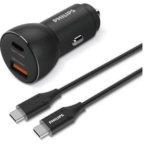 Philips Autolader Usb A-c - Dlp2521c/04 - Incl. Usb-c Oplaadkabel - Auto Adapter - Usb-c En Usb-a - 36w Fast Charge