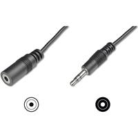 Digitus AK-510200-050-S Jackplug Audio Aansluitkabel [1x Jackplug male 3.5 mm - 1x Jackplug female 3.5 mm] 5.00 m Zwart Afgeschermd (enkel), Rond