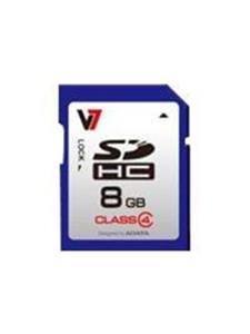 V7 Videoseven SDHC 8GB. Capaciteit: 8 GB, Soort flashgeheugen: SDHC, Flash memory klasse: Klasse 4, Leessnelheid: 10 MB/s, Schrijfsnelheid: 4 MB/s. Kleur van het product: Multi kleuren