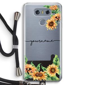 CaseCompany Zonnebloemen: LG G6 Transparant Hoesje met koord