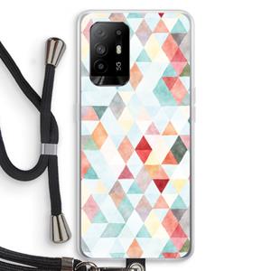 CaseCompany Gekleurde driehoekjes pastel: Oppo A94 5G Transparant Hoesje met koord