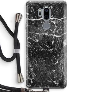 CaseCompany Zwart marmer: LG G7 Thinq Transparant Hoesje met koord