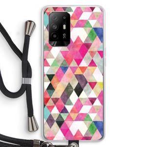 CaseCompany Gekleurde driehoekjes: Oppo A94 5G Transparant Hoesje met koord