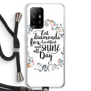CaseCompany Diamonds: Oppo A94 5G Transparant Hoesje met koord