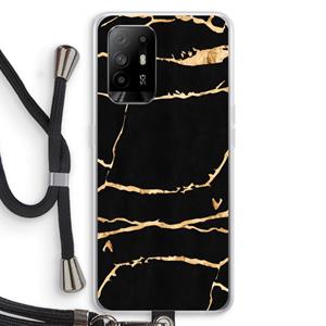 CaseCompany Gouden marmer: Oppo A94 5G Transparant Hoesje met koord