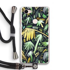 CaseCompany Tropical Palms Dark: Pixel 3 XL Transparant Hoesje met koord