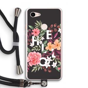 CaseCompany Hello in flowers: Pixel 3 XL Transparant Hoesje met koord