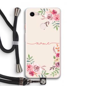 CaseCompany Rozen: Pixel 3 XL Transparant Hoesje met koord